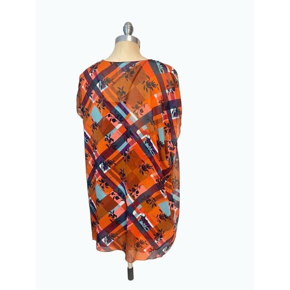 Cabi Oversized Blouse with Tank #3773 Lattice Top Zadie Flower Check Large - Picture 5 of 6